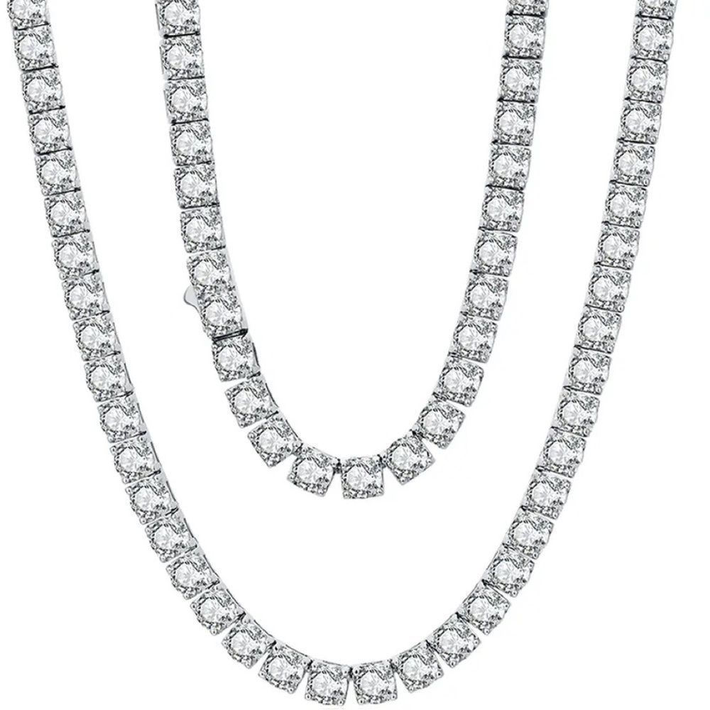 Tennis Necklace Round Cut D Color Moissanite Diamonds! POSITIVE FOR DIAMOND